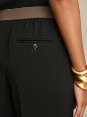 Petite Wide-Leg Elasticated-Waist Trousers Black | Women