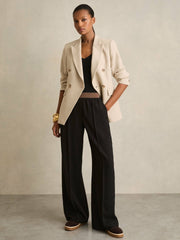 Wide-Leg Elasticated-Waist Trousers Black | Women