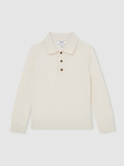 4-9 yrs Merino Wool Long-Sleeve Polo Shirt Snow | Children & Baby
