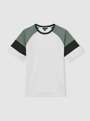 Mercerised-Cotton Colourblock T-Shirt White/Sage | Men