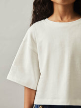 9-13 yrs Oversize Cotton Cropped T-Shirt Ivory | Children & Baby
