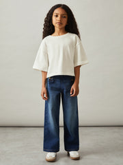 4-9 yrs Oversize Cotton Cropped T-Shirt Ivory | Children & Baby