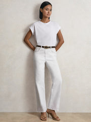 Petite Mid-Rise Straight-Leg Jeans White | Women