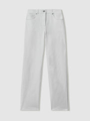 Petite Mid-Rise Straight-Leg Jeans White | Women