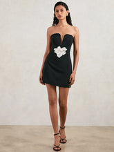 Halston Strapless Fitted Mini Dress Black | Women