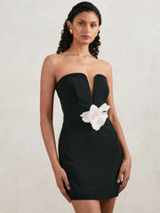 Halston Strapless Fitted Mini Dress Black | Women