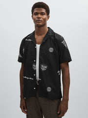 Les Deux Cotton Embroidered Shirt Black Print | Men