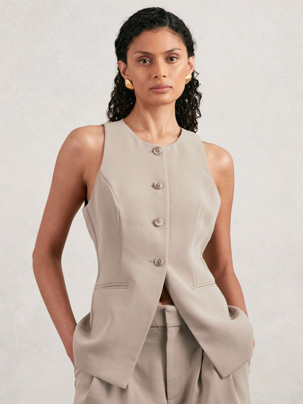 Luxe Suiting Vest Beige | Women