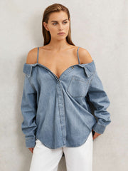 100% Cotton Shirt Indigo Blue | Women