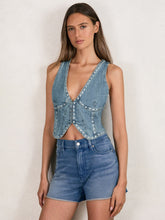 Studded Denim Vest Indigo Blue | Women