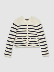 Paige Ivory Textured Knit Stripe Cardigan Ivory | Women