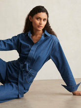 Paige Maraya Blue Wide Leg Belted Denim Jumpsuit Maraya Blue | Women