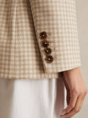 Petite Double Breasted Check Blazer With Wool Neutral Check | Women