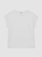 Brushed-Cotton Crew-Neck T-Shirt White | Women