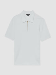Textured Half-Zip Polo Shirt White | Men