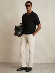 Textured Half-Zip Polo Shirt Black | Men