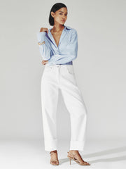 Petite Straight Leg Turn Up Jeans White | Women