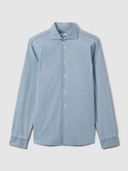 Washed Cotton Chambray Shirt Blue | Men