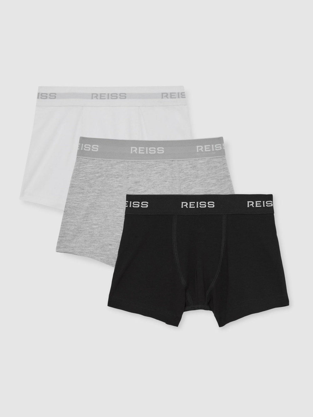 9-13 yrs Stretch-Cotton Logo-Waistband Boxer Shorts 3 Pack White/Grey/Black | Children & Baby