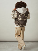 9-13 yrs Colour-Block Varsity Bomber Jacket Mink Brown/Off White | Children & Baby