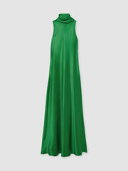 Satin Cape Maxi Dress Green | Women