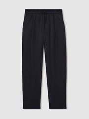 Linen Drawstring Relaxed-Fit Trousers Navy | Men