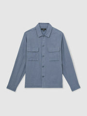 Linen Twin-Pocket Overshirt Airforce Blue | Men