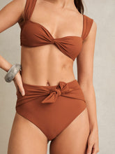 High Waist Tie Front Bikini Bottoms Brown | Women