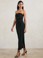 Halston Strapless Crepe Midi Dress Black | Women