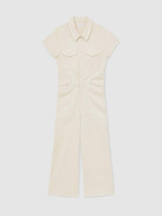 Good American Cotton Twill Jumpsuit with Stretch Ecru | Women