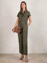 Good American Cotton Twill Jumpsuit with Stretch Khaki | Women