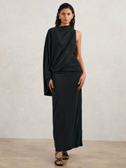Acler Jersey Draped Midi Dress Black | Women