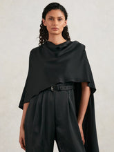 Halston Crepe Wide Leg Cape Jumpsuit Black | Women