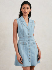 Paige Denim Button-Through Mini Dress Jocelyn Blue | Women
