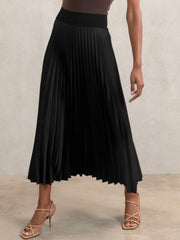 Pleated Midi Skirt Black | Women