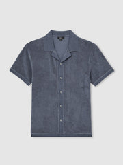 Cotton Blend Towelling Shirt Airforce Blue | Men