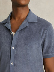 Cotton Blend Towelling Shirt Airforce Blue | Men