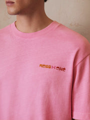 | Ché Cotton-Linen Sunset T-Shirt Pink | Men