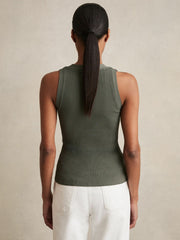 Craft-Stitch Rib-Knit Vest Khaki Green | Women