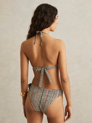 Triangle Halterneck Bikini Top Black/Brown | Women