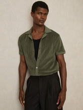 Cotton Blend Towelling Shirt Green | Men