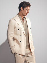 Linen Double-Breasted Suit Slim-Fit Blazer Stone | Men
