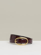Patent Leather Oval Buckle Belt Oxblood | Women