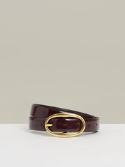 Patent Leather Oval Buckle Belt Oxblood | Women