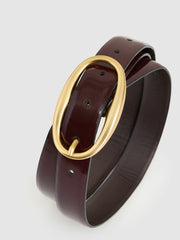 Patent Leather Oval Buckle Belt Oxblood | Women