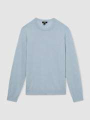 Merino Wool Crew Neck Jumper Soft Blue | Men
