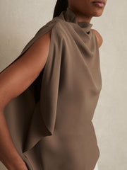 One-Shoulder Draped Top Mink | Women