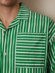 | Ché Poplin Stripe Pocket Shirt Bright Green/White | Men