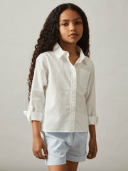 4-9 yrs Linen Roll-Cuff Shirt Ivory | Children & Baby