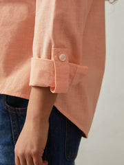 13-14 yrs Linen Roll-Cuff Shirt Peach | Children & Baby